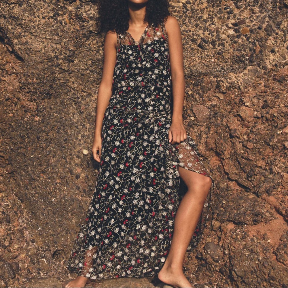 DÔEN Mireille Floral Black Dress